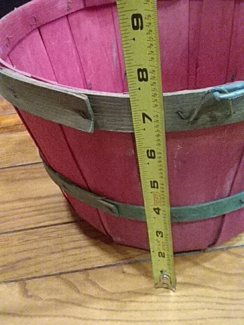 Old Red Wooden Farmhouse Basket with Handle - Home Accents